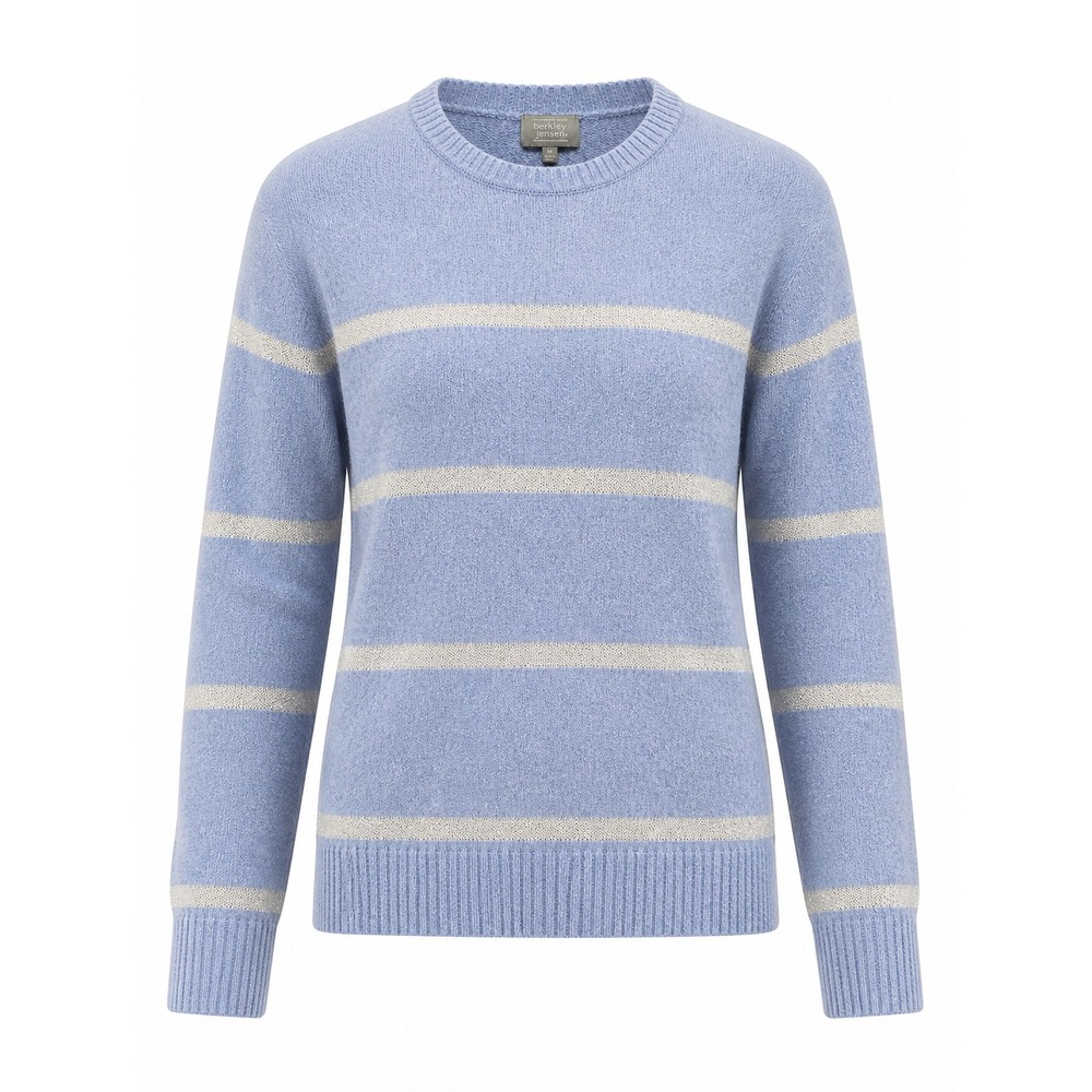Berkeley Jensen Sweater Mens M Blue Stripe Crewneck Soft Knit Casual